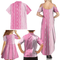Vintage Pink Hawaiian Traditional Kapa Mix Flowers Lei Family Matching Summer Maxi Dress and Hawaiian Shirt LT7 - Polynesian Pride