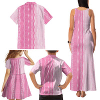 Vintage Pink Hawaiian Traditional Kapa Mix Flowers Lei Family Matching Tank Maxi Dress and Hawaiian Shirt LT7 - Polynesian Pride