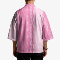 Vintage Pink Hawaiian Traditional Kapa Mix Flowers Lei Kimono