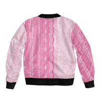 Vintage Pink Hawaiian Traditional Kapa Mix Flowers Lei Sleeve Zip Bomber Jacket