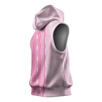 Vintage Pink Hawaiian Traditional Kapa Mix Flowers Lei Sleeveless Hoodie