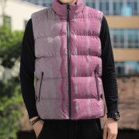 Vintage Pink Hawaiian Traditional Kapa Mix Flowers Lei Sleeveless Puffer Jacket