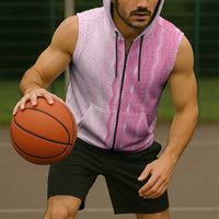 Vintage Pink Hawaiian Traditional Kapa Mix Flowers Lei Sleeveless Zip Hoodie