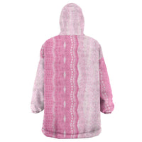 Vintage Pink Hawaiian Traditional Kapa Mix Flowers Lei Wearable Blanket Hoodie
