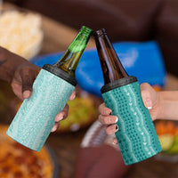 Vintage Teal Hawaiian Traditional Kapa Mix Flowers Lei 4 in 1 Can Cooler Tumbler