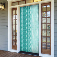 Vintage Teal Hawaiian Traditional Kapa Mix Flowers Lei Door Cover