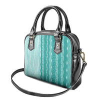 Vintage Teal Hawaiian Traditional Kapa Mix Flowers Lei Shoulder Handbag