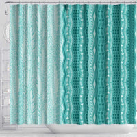 Vintage Teal Hawaiian Traditional Kapa Mix Flowers Lei Shower Curtain