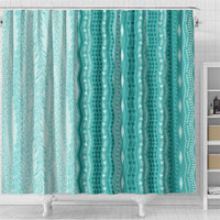 Vintage Teal Hawaiian Traditional Kapa Mix Flowers Lei Shower Curtain