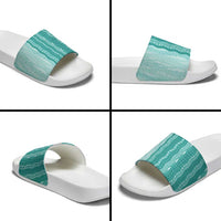 Vintage Teal Hawaiian Traditional Kapa Mix Flowers Lei Slide Sandals