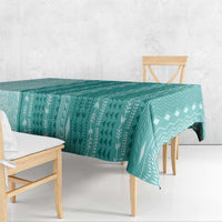 Vintage Teal Hawaiian Traditional Kapa Mix Flowers Lei Tablecloth