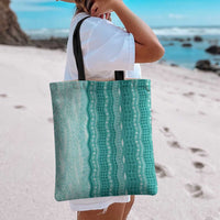 Vintage Teal Hawaiian Traditional Kapa Mix Flowers Lei Tote Bag