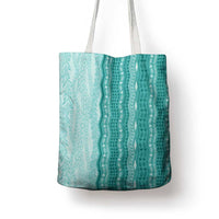 Vintage Teal Hawaiian Traditional Kapa Mix Flowers Lei Tote Bag