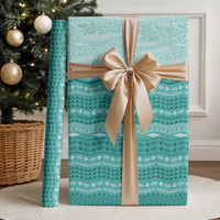Vintage Teal Hawaiian Traditional Kapa Mix Flowers Lei Wrapping Paper