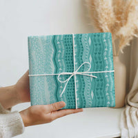 Vintage Teal Hawaiian Traditional Kapa Mix Flowers Lei Wrapping Paper