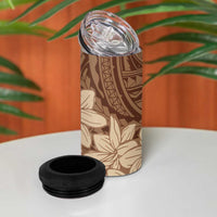 Samoa Women's Day 4 in 1 Can Cooler Tumbler Tiale Flower Mix Siapo Tapa