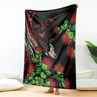 Aloha Hawaii Manta Rays Blanket Red Ohia Lehua