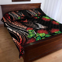 Aloha Hawaii Manta Rays Quilt Bed Set Red Ohia Lehua LT7 - Polynesian Pride