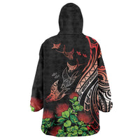 Aloha Hawaii Manta Rays Wearable Blanket Hoodie Red Ohia Lehua