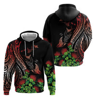 Aloha Hawaii Manta Rays Zip Hoodie Red Ohia Lehua