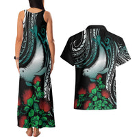 Aloha Hawaii Monk Seal Couples Matching Tank Maxi Dress and Hawaiian Shirt Mix Ohia Lehua