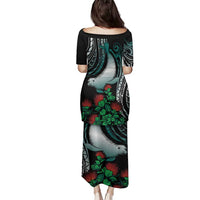 Aloha Hawaii Monk Seal Family Matching Puletasi and Hawaiian Shirt Mix Ohia Lehua