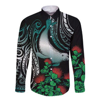 Aloha Hawaii Monk Seal Long Sleeve Button Shirt Mix Ohia Lehua