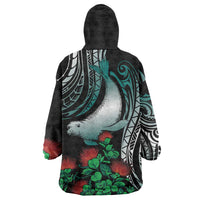 Aloha Hawaii Monk Seal Wearable Blanket Hoodie Mix Ohia Lehua