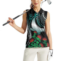 Aloha Hawaii Monk Seal Women Sleeveless Polo Shirt Mix Ohia Lehua