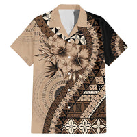 Bula Fiji Family Matching Mermaid Dress and Hawaiian Shirt Mocha Brown Kaivity Masi Tapa
