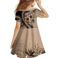 Bula Fiji Family Matching Tank Maxi Dress and Hawaiian Shirt Mocha Brown Kaivity Masi Tapa