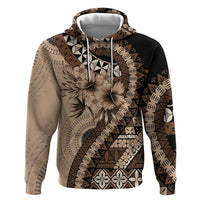 Bula Fiji Hoodie Mocha Brown Kaivity Masi Tapa