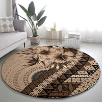 Bula Fiji Round Carpet Mocha Brown Kaivity Masi Tapa