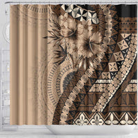 Bula Fiji Shower Curtain Mocha Brown Kaivity Masi Tapa