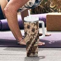 Bula Fiji Tumbler With Handle Mocha Brown Kaivity Masi Tapa