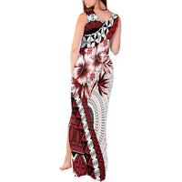 Bula Fiji Tank Maxi Dress White Kaivity Masi Tapa
