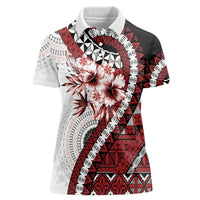 Bula Fiji Women Polo Shirt White Kaivity Masi Tapa