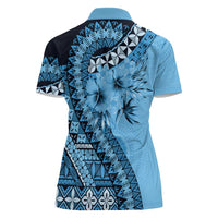 Bula Fiji Women Polo Shirt Turquoise Kaivity Masi Tapa