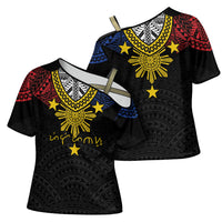 Philippines Heritage Baybayin Mix Polynesian Cross Shoulder Shirt