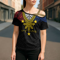 Philippines Heritage Baybayin Mix Polynesian Cross Shoulder Shirt