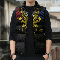 Philippines Heritage Baybayin Mix Polynesian Sleeveless Puffer Jacket