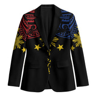 Philippines Heritage Personalized Blazer Baybayin Philipinas Sun LT7 Unisex Black - Polynesian Pride