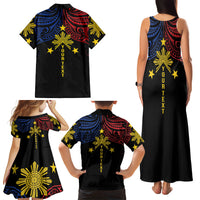 Philippines Heritage Personalized Family Matching Tank Maxi Dress and Hawaiian Shirt Baybayin Philipinas Sun LT7 - Polynesian Pride