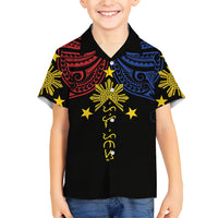 Philippines Heritage Personalized Family Matching Tank Maxi Dress and Hawaiian Shirt Baybayin Philipinas Sun LT7 Son's Shirt Black - Polynesian Pride