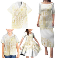 Samoa Lotu Tamaiti Mamanu Siapo Family Matching Puletasi and Hawaiian Shirt Golden Plumeria - Polynesian Pride