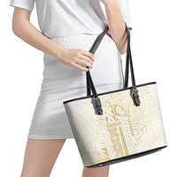 Samoa Lotu Tamaiti Mamanu Siapo Leather Tote Bag Golden Plumeria LT7 - Polynesian Pride