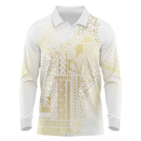 Samoa Lotu Tamaiti Mamanu Siapo Long Sleeve Polo Shirt Golden Plumeria - Polynesian Pride