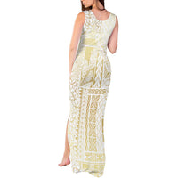 Samoa Lotu Tamaiti Mamanu Siapo Tank Maxi Dress Golden Plumeria - Polynesian Pride