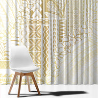 Samoa Lotu Tamaiti Mamanu Siapo Window Curtain Golden Plumeria - Polynesian Pride