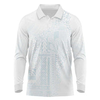 Samoa Lotu Tamaiti Mamanu Siapo Long Sleeve Polo Shirt Off White Plumeria - Polynesian Pride